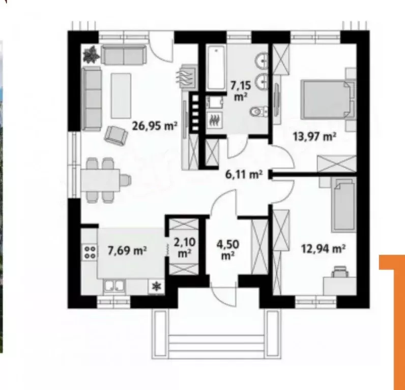 Дом в Тульская область, Тула городской округ, с. Зайцево  (84 м) - Фото 2
