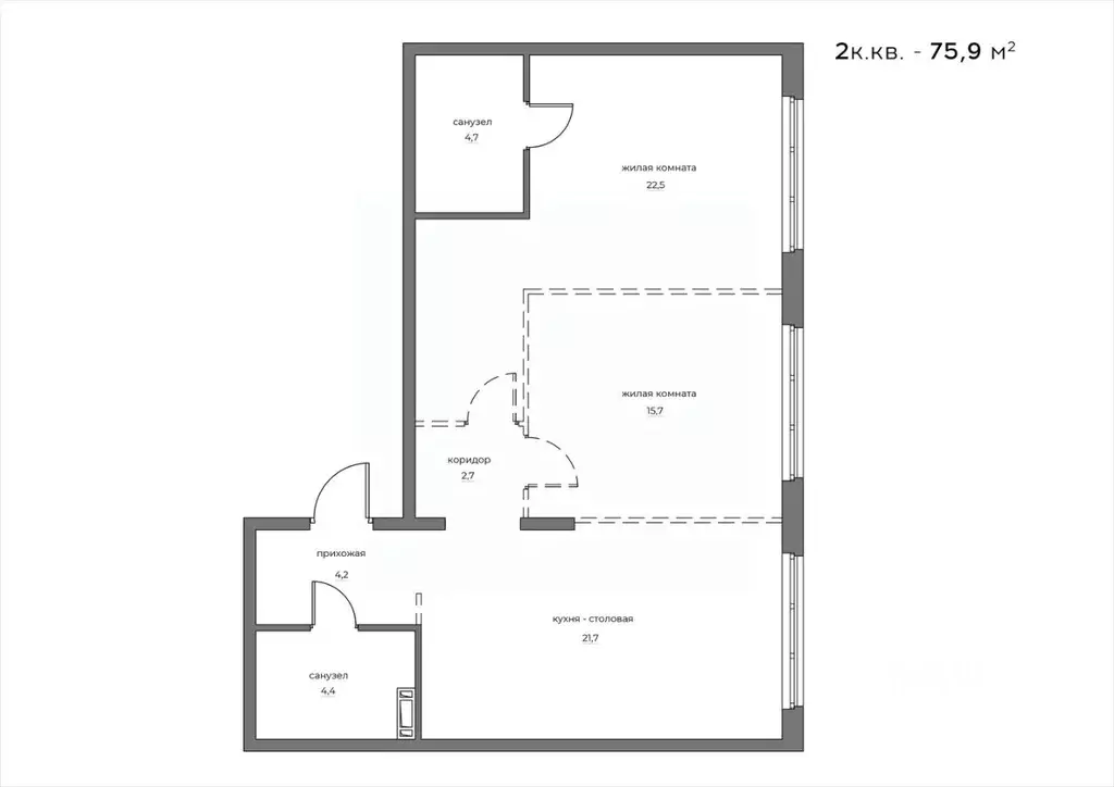 2-к кв. Пензенская область, Пенза Велларт Сити жилой комплекс (75.9 м) - Фото 1