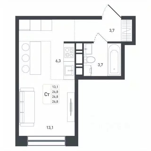 Студия Московская область, Подольск городской округ, д. Борисовка ... - Фото 1
