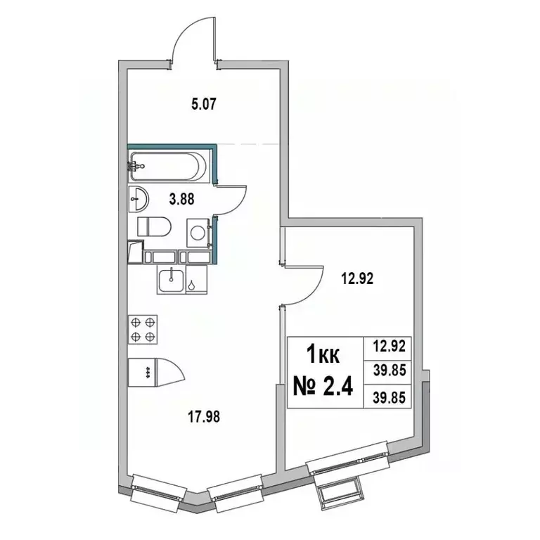 1-к кв. Ленинградская область, Выборг ул. 2-я Южная, 4 (39.85 м) - Фото 0