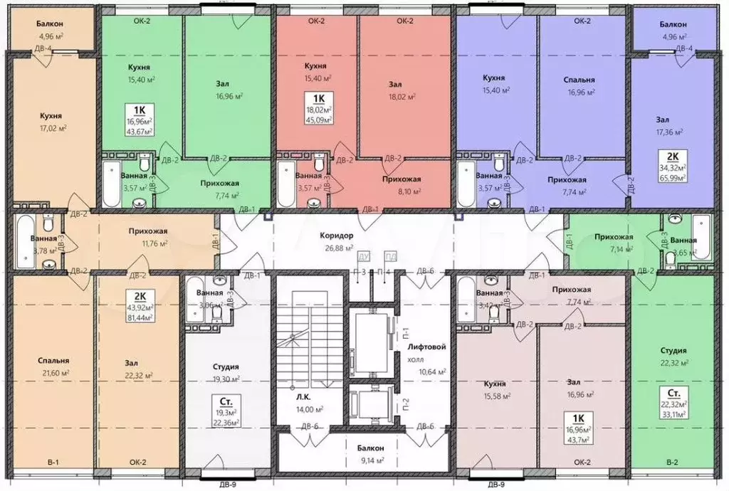 Квартира-студия, 34 м, 6/8 эт. - Фото 1
