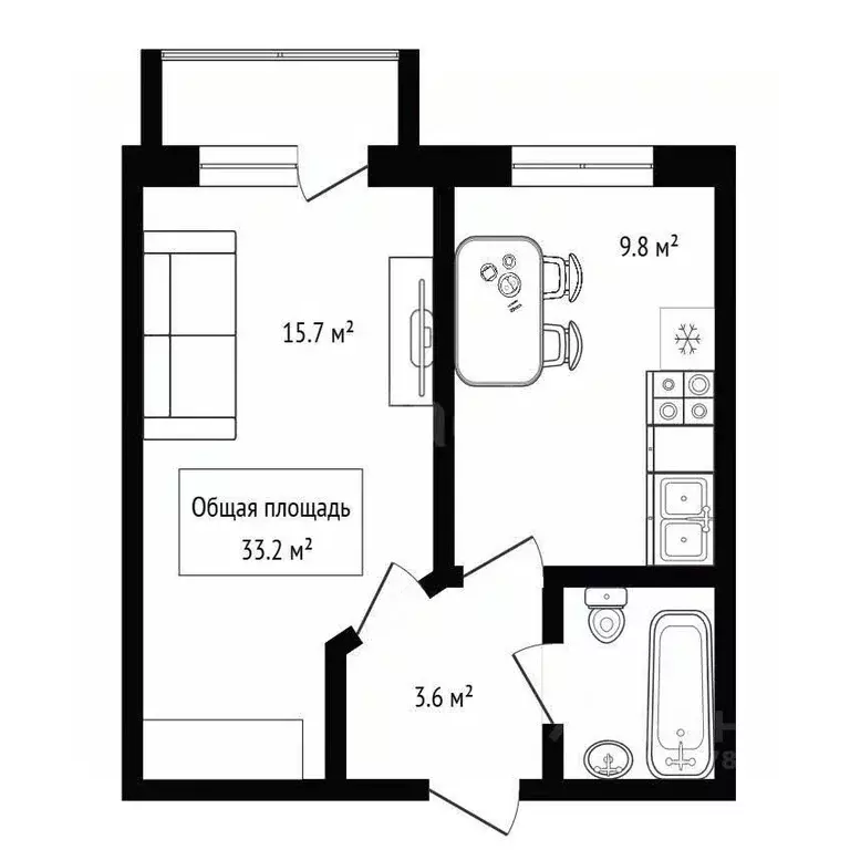 1-к кв. Новосибирская область, Бердск Черемушная ул., 53 (39.0 м) - Фото 1