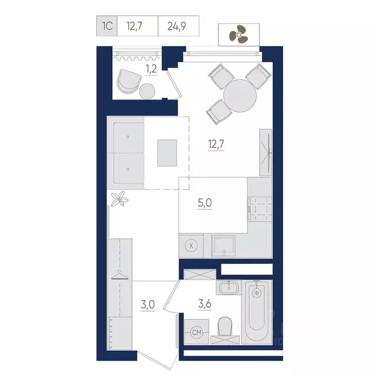 1-к кв. Башкортостан, Уфа бул. Яркий (24.9 м) - Фото 0