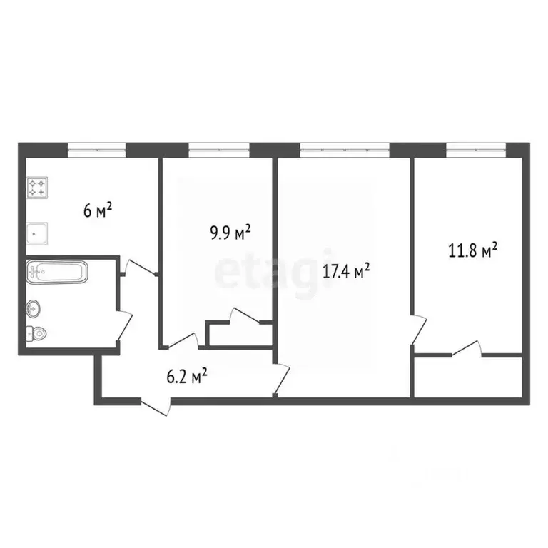 3-к кв. Красноярский край, Красноярск просп. Металлургов, 9 (57.4 м) - Фото 2