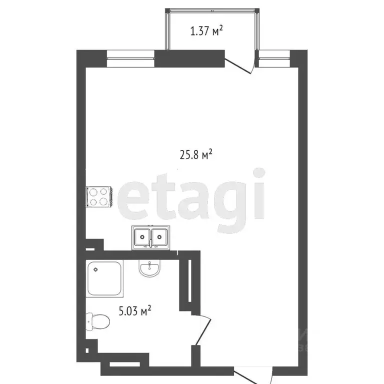 Студия Ростовская область, Ростов-на-Дону Стабильная ул., 3с1 (30.0 м) - Фото 1