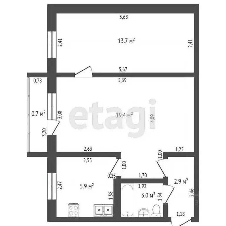2-к кв. Башкортостан, Стерлитамак ул. Худайбердина, 130 (42.7 м) - Фото 0