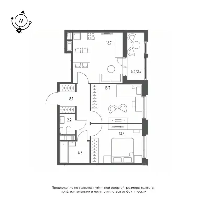 2-к кв. Омская область, Омск Зеленая река мкр,  (60.6 м) - Фото 0