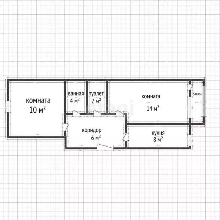 2-комнатная квартира: Майкоп, улица Ленина, 7 (53.1 м) - Фото 1
