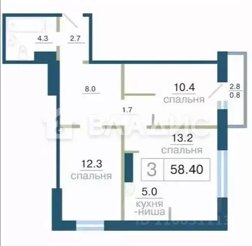 3-к кв. Красноярский край, Красноярск ул. Дубровинского, 110В (58.4 м) - Фото 1