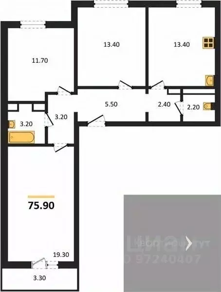 3-к кв. Воронежская область, Воронеж ул. Шидловского, 38 (75.9 м) - Фото 0
