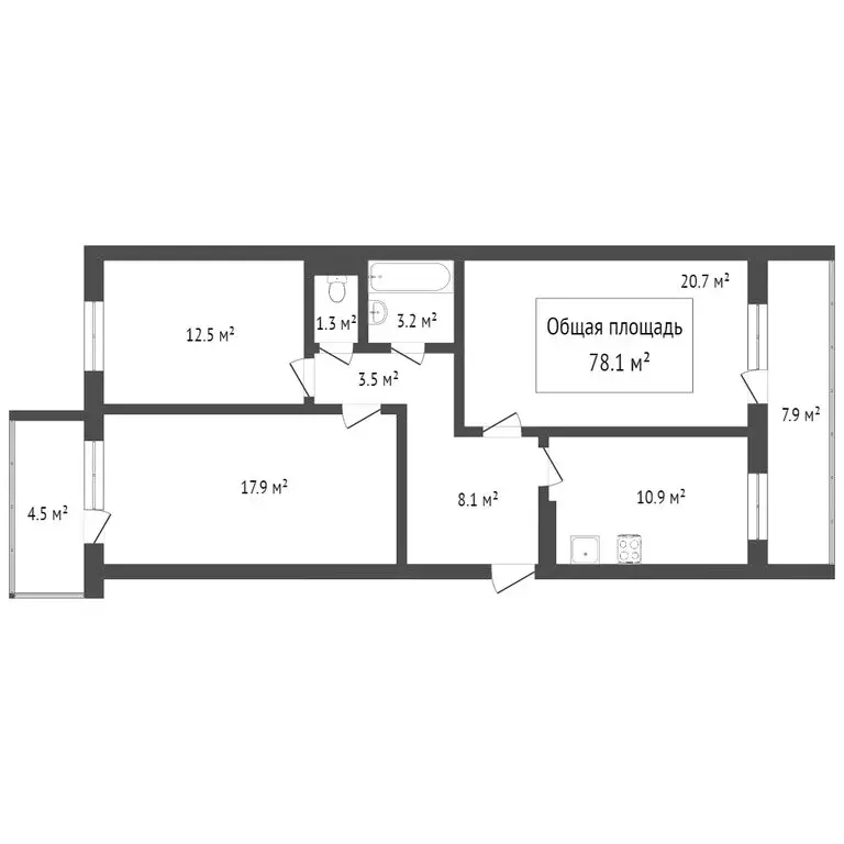3-комнатная квартира: Томск, Дальне-Ключевская улица, 16А (68 м) - Фото 1