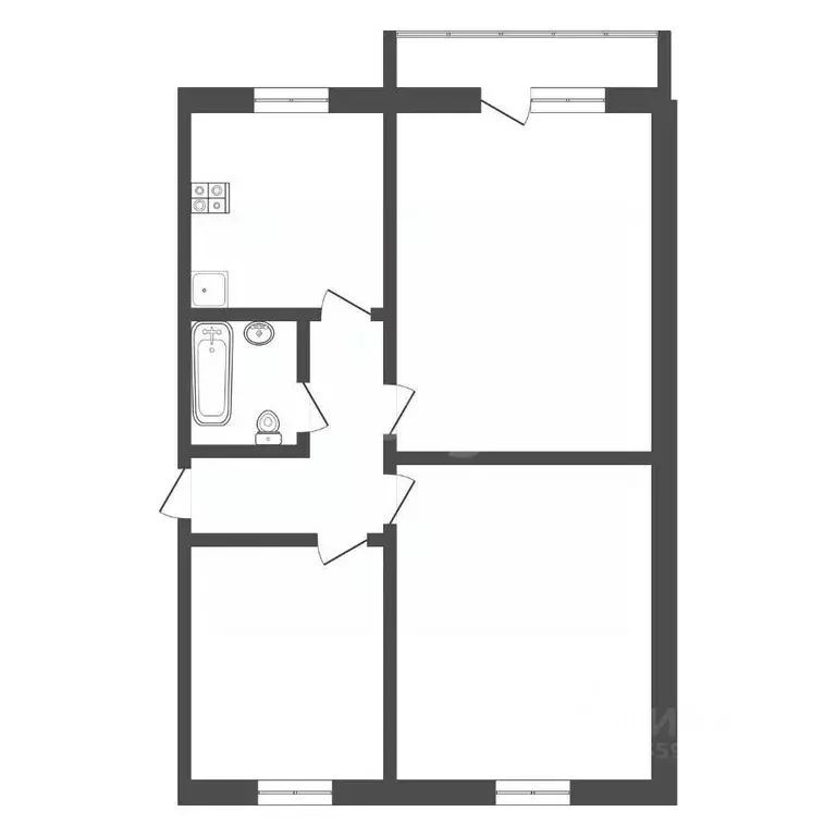 3-к кв. Тульская область, Тула ул. Галкина, 22 (66.0 м) - Фото 1