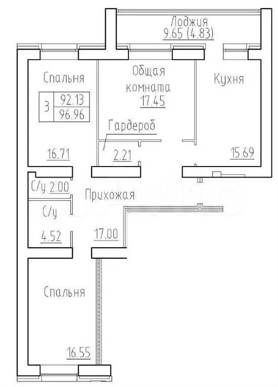 4-к. квартира, 97 м, 4/10 эт. - Фото 0