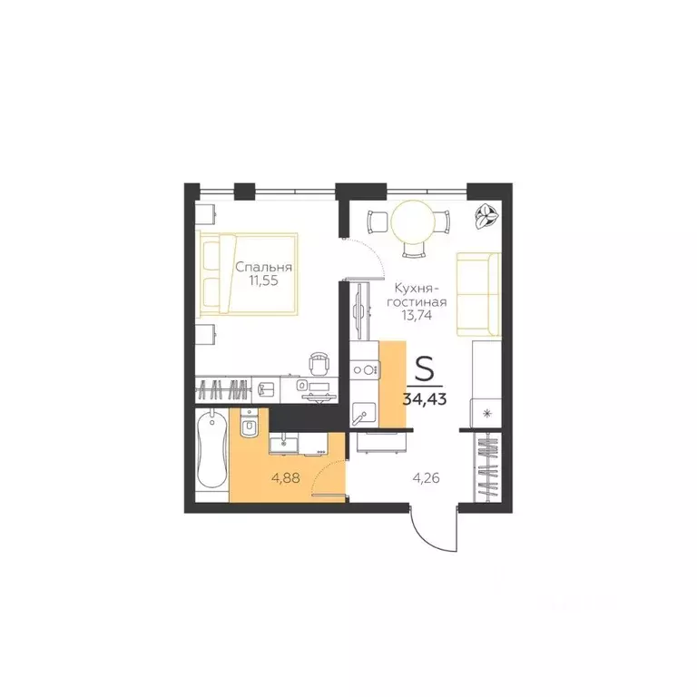 1-к кв. Тульская область, Тула городской округ, пос. Молодежный 10 ... - Фото 1