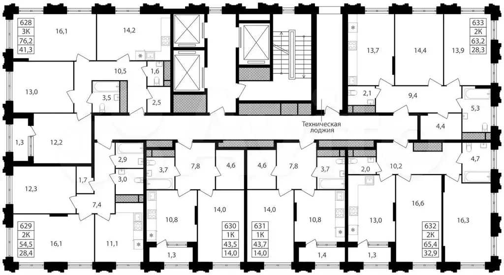 2-к. квартира, 54,5 м, 29/30 эт. - Фото 1