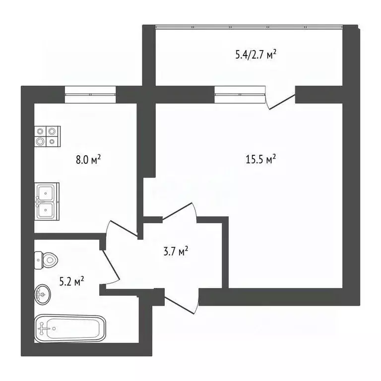 1-к кв. Ханты-Мансийский АО, Нягань Интернациональная ул., 25 (32.6 м) - Фото 2
