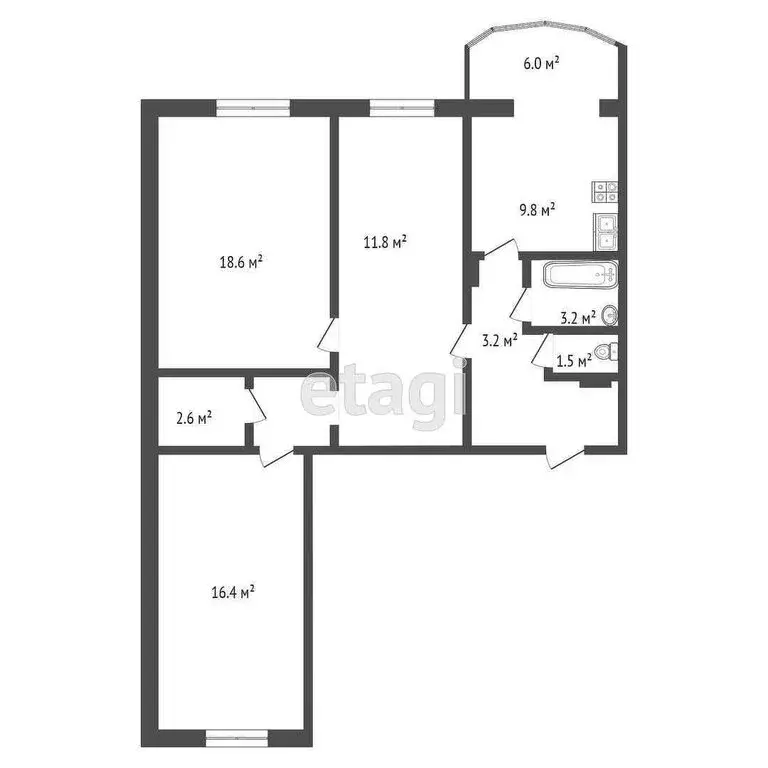 3-комнатная квартира: Якутск, улица Губина, 5/2 (77.5 м) - Фото 1