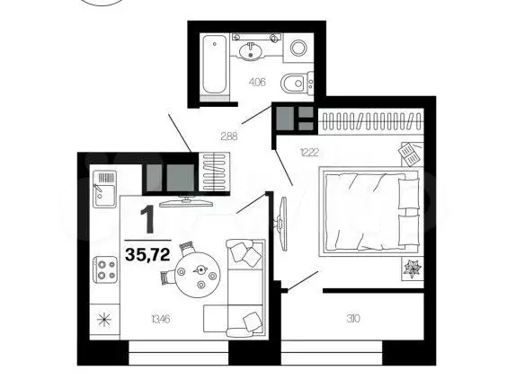 1-к. квартира, 35,7 м, 20/21 эт. - Фото 1