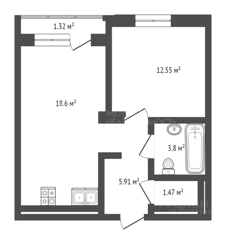 1-к кв. Тюменская область, Тюмень ул. Судостроителей, 42 (42.33 м) - Фото 2