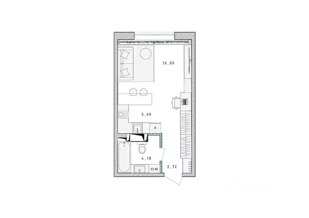 Студия Московская область, Пушкино Ярославское ш., 194к1 (28.0 м) - Фото 1