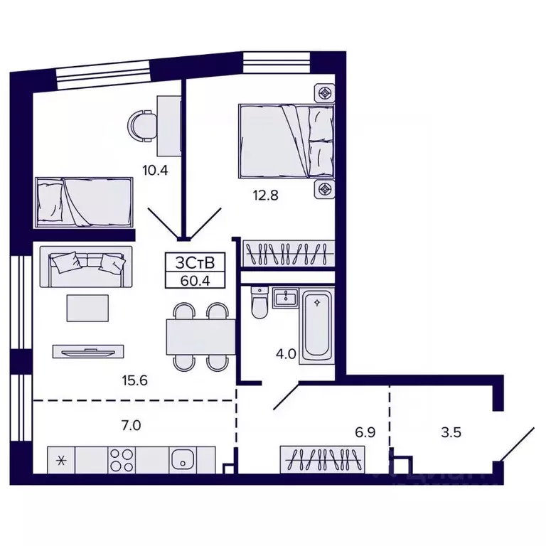 3-к кв. Хабаровский край, Хабаровск ул. Карла Маркса (60.2 м) - Фото 1