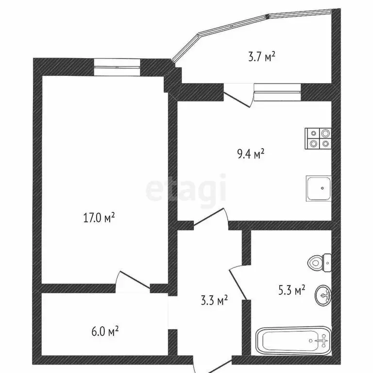 1-комнатная квартира: Тюмень, улица Валентины Трофимовой, 13 (40.9 м) - Фото 1