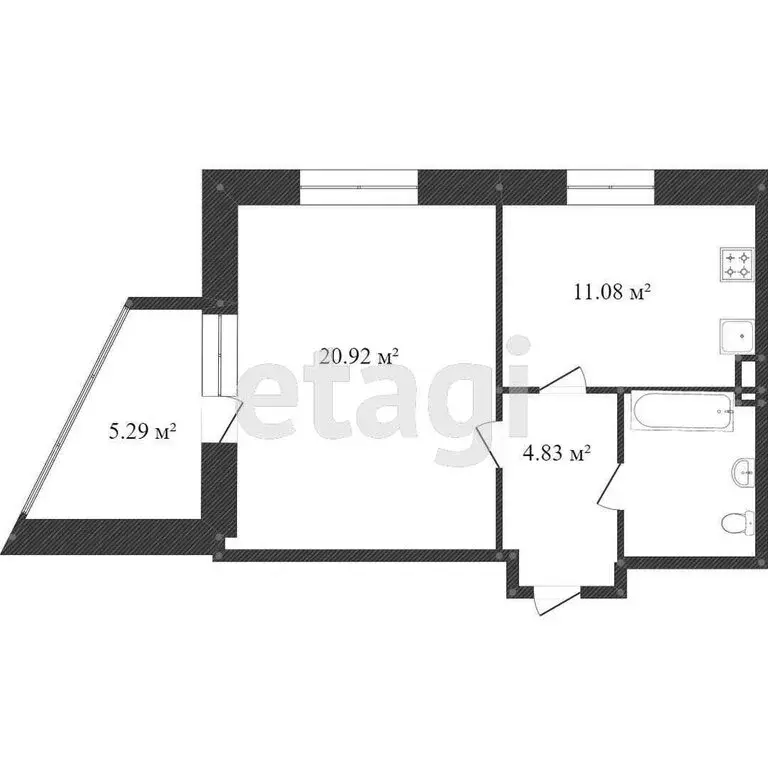 1-комнатная квартира: Белгород, Харьковская улица, 3 (49 м) - Фото 1