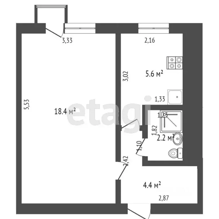 1-к кв. Тверская область, Тверь просп. Чайковского, 42А (30.0 м) - Фото 1