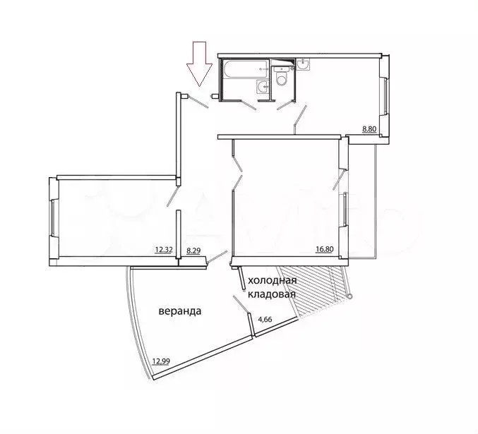 2-к. квартира, 55 м, 2/10 эт. - Фото 0