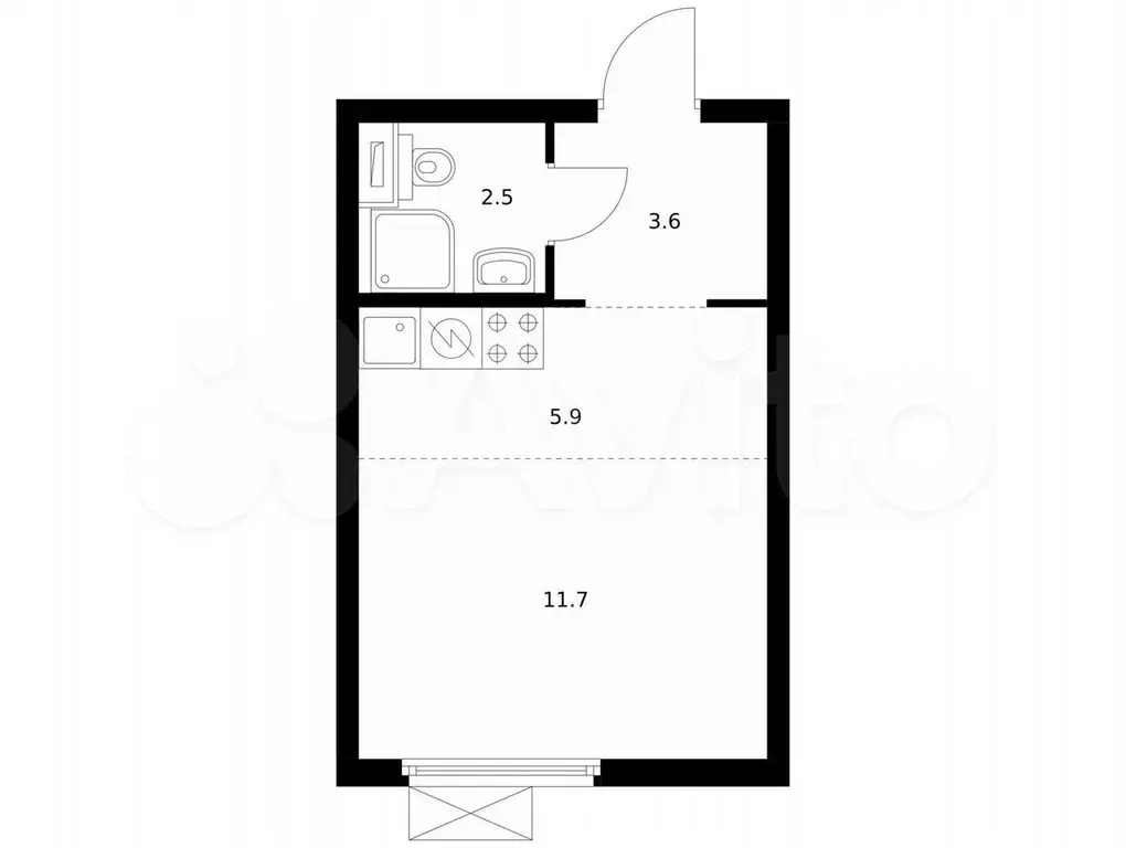 Квартира-студия, 23,7 м, 30/32 эт. - Фото 0