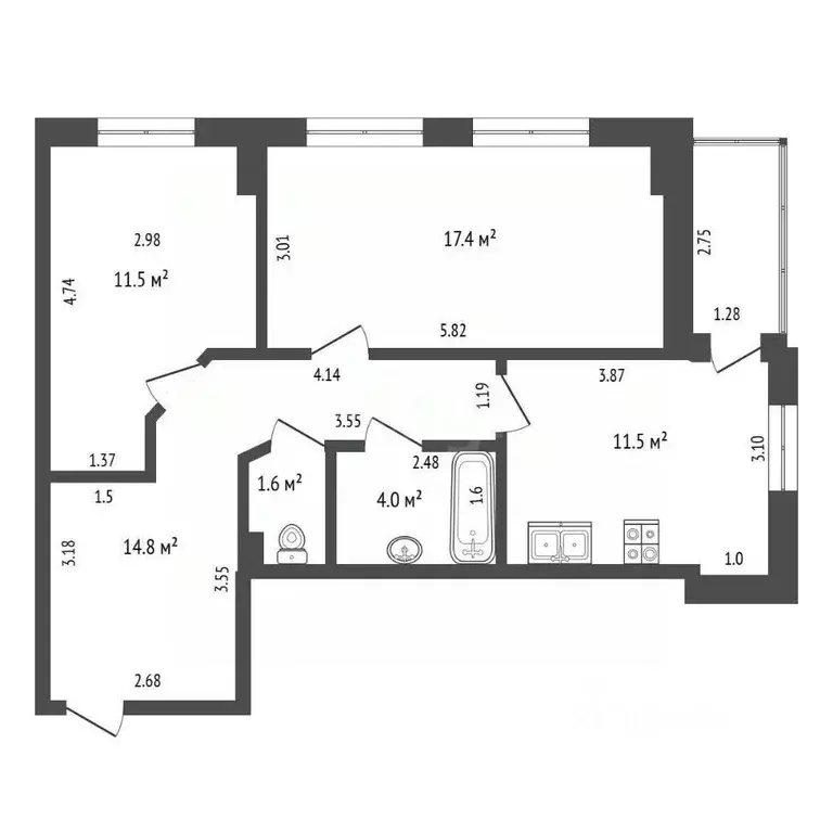 2-к кв. Саха (Якутия), Якутск ул. Свердлова, 2Б (60.8 м) - Фото 2