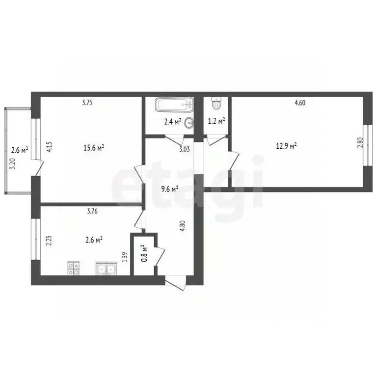 2-к кв. Башкортостан, Стерлитамак ул. Николаева, 10 (50.5 м) - Фото 2
