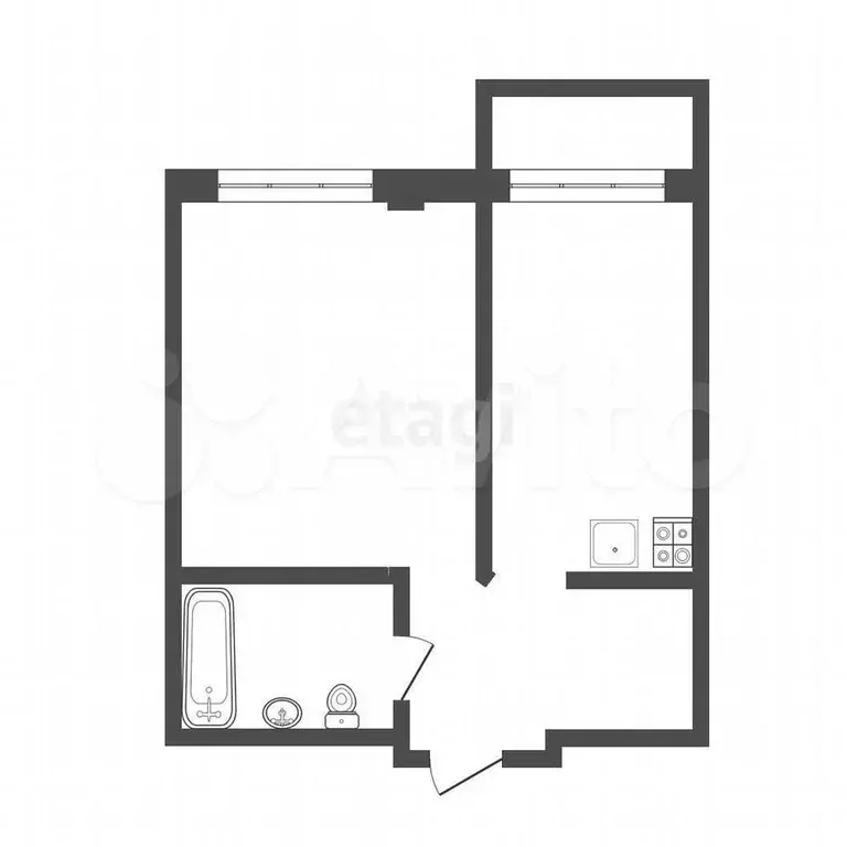 1-к. квартира, 38,7 м, 6/7 эт. - Фото 0