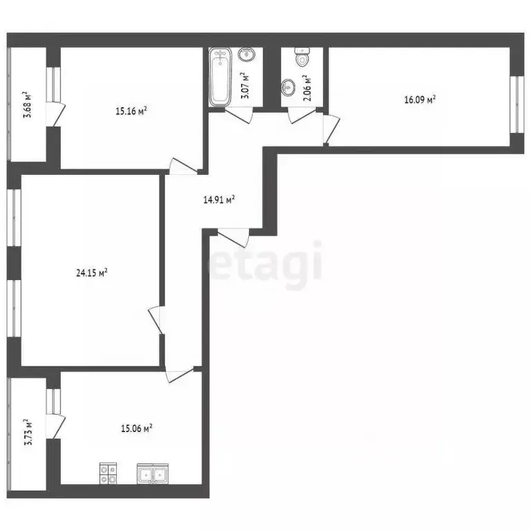 3-к кв. Самарская область, Самара пос. Мехзавод, 1-й кв-л, 44 (91.8 м) - Фото 2