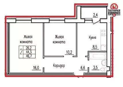 2-комнатная квартира: посёлок городского типа Стройкерамика, улица ... - Фото 1