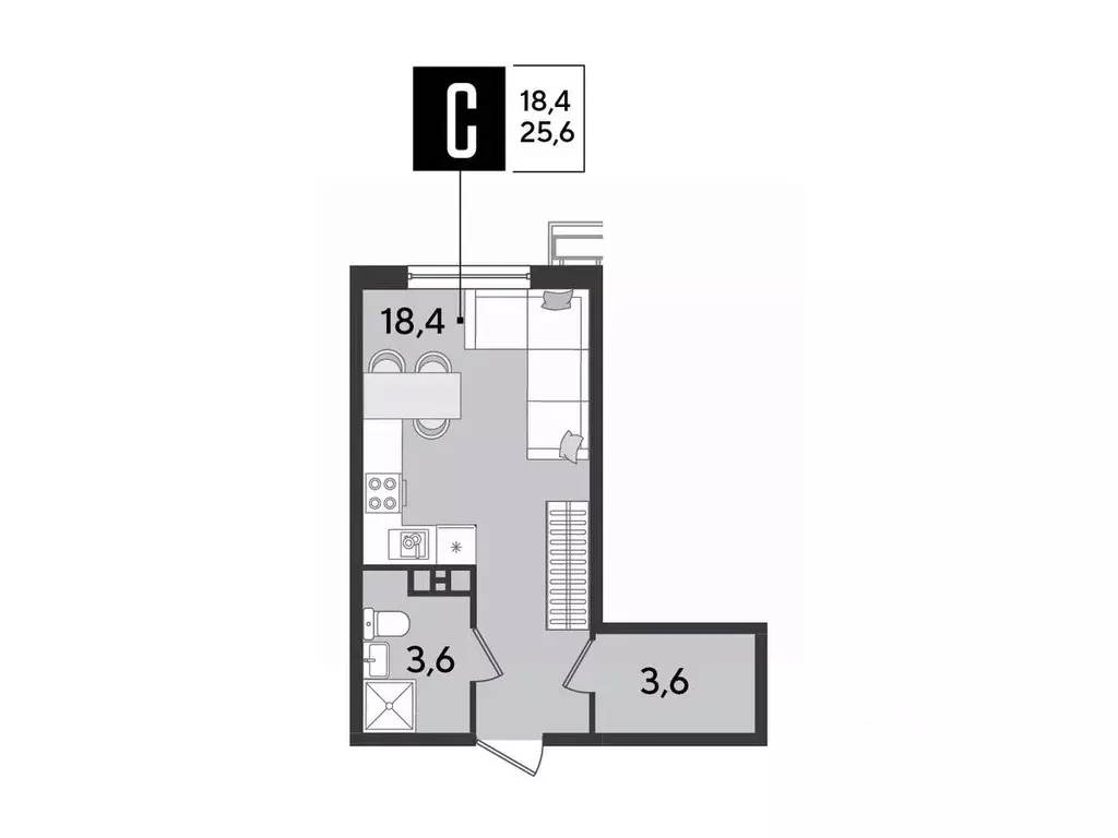 Студия Краснодарский край, Краснодар 2-я Площадка мкр, ул. Ветеранов ... - Фото 1