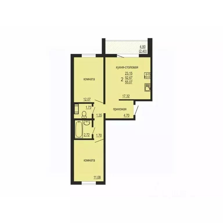 2-к кв. Челябинская область, Челябинский городской округ, пос. ... - Фото 1