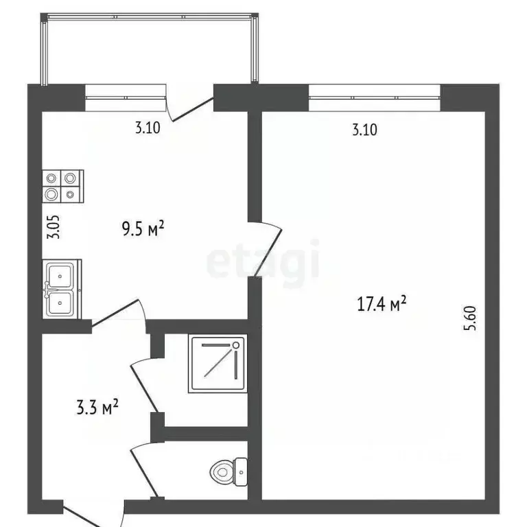 Комната Кемеровская область, Прокопьевск Институтская ул., 107 (17.2 ... - Фото 2
