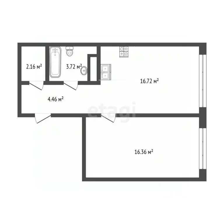 1-к кв. Тюменская область, Тюмень ул. Анатолия Клиндюка, 4к2 (42.6 м) - Фото 2