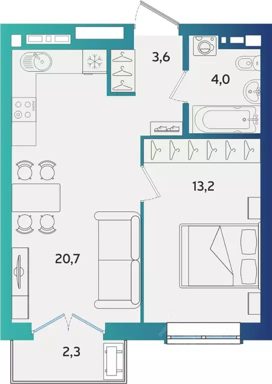 1-к кв. Татарстан, Альметьевск Объездная ул. (42.29 м) - Фото 1