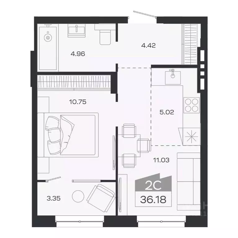 2-к кв. Новосибирская область, Новосибирский район, Краснообск рп ... - Фото 1