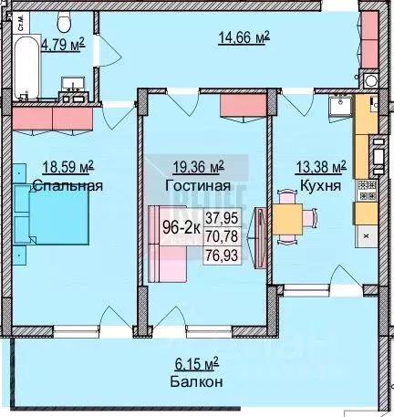 2-к кв. Калининградская область, Зеленоградск ул. Гагарина, 87 (73.5 ... - Фото 1