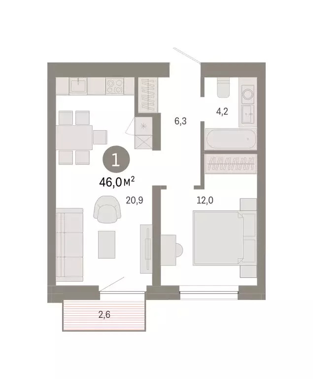 1-комнатная квартира: Екатеринбург, жилой район Юго-Западный, жилой ... - Фото 2