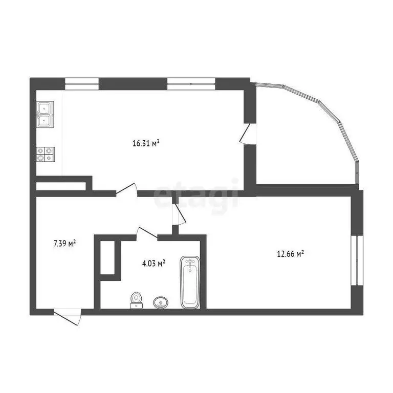 1-комнатная квартира: Тобольск, микрорайон Центральный, 28 (41 м) - Фото 0