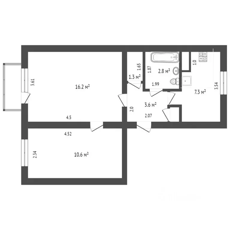 2-к кв. Свердловская область, Екатеринбург ул. Шефская, 89к3 (44.6 м) - Фото 1