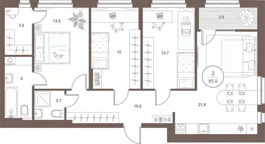 3-к кв. Пензенская область, Пенза Арбеково жилрайон, Дальнее Арбеково ... - Фото 2