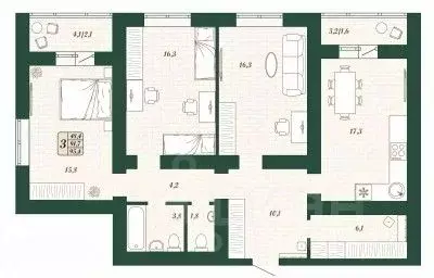 3-к кв. Самарская область, Волжский район, Смышляевка городское ... - Фото 1