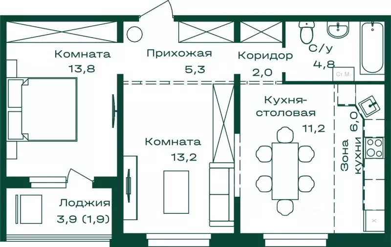 2-к кв. Алтай, Майминский район, с. Майма Алтайская ул., 2Г (58.2 м) - Фото 0