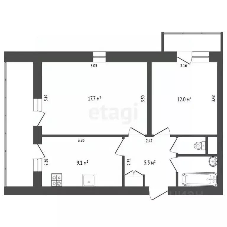 2-к кв. Крым, Ялта ул. Крупской, 19 (49.4 м) - Фото 1