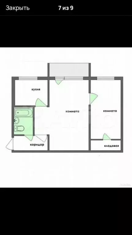 2-к. квартира, 45 м, 4/4 эт. - Фото 0
